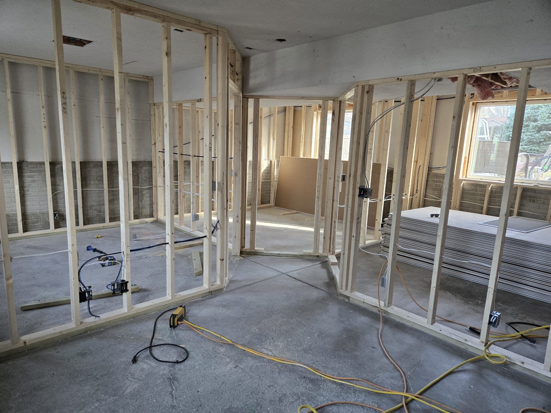 Interior framing for a residential home addition