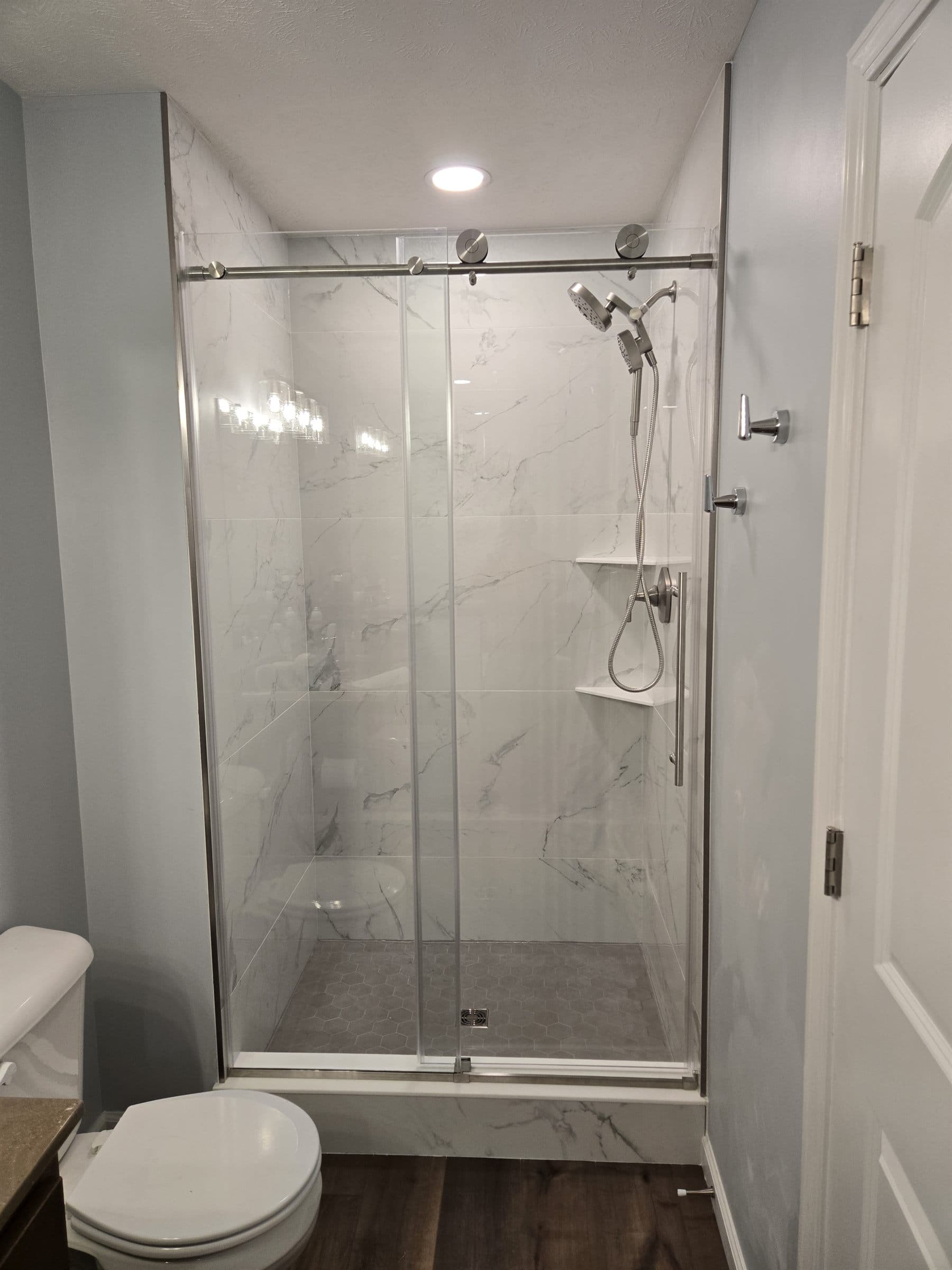 Tile shower renovation detail